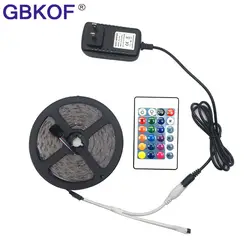 Светодиодная лента RGB светодиодный 5050 SMD 2835 гибкая лента RGB полоса 5 м 10 м 15 М лента диод DC 12 В + пульт дистанционного управления + адаптер EU/US/UK/AU