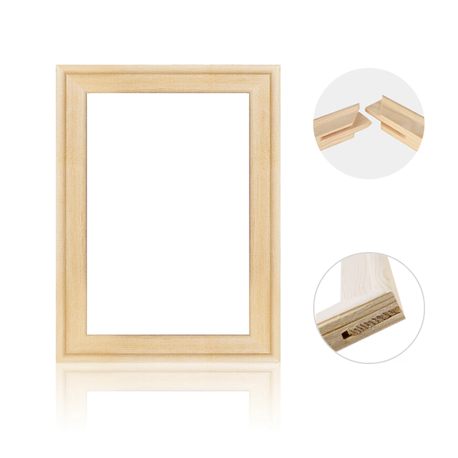 

DIY Nature Pine Solid Wooden Frame With Accessories Sturdy Inner Picture Photo Frames for Canvas Wall Art Diamond Oil Paintings