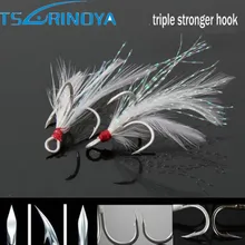 Tsurinoya острый тройной сильнее колючей тройниками и головной повязкой с пером 4#6#8#10# мушек инструменты аксессуары для рыбалки, наживки крюк