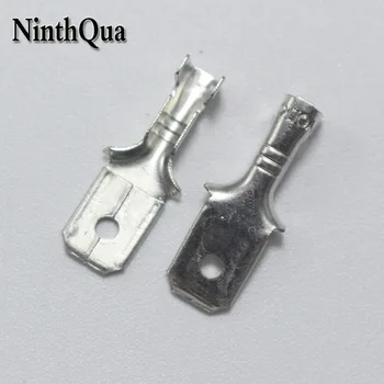 

50pcs 6.3 Crimp Terminal 6.3mm Uninsulated Spring Connector 6.3mm Male Short Spade Cold Terminal