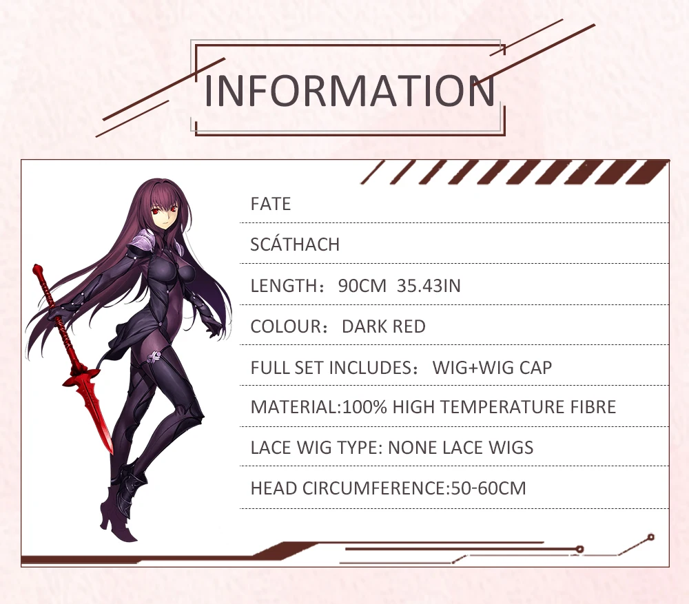 AniHut Scathach парик Fate Grand Order косплей парик синтетические термостойкие волосы женские аниме Fate Grand Order Косплей волосы