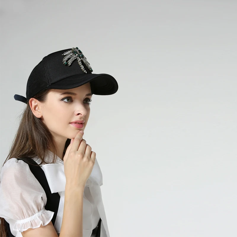 Новое поступление модные козырек со стразами бейсболка из чистого хлопка сетки шляпа женское козырек 958