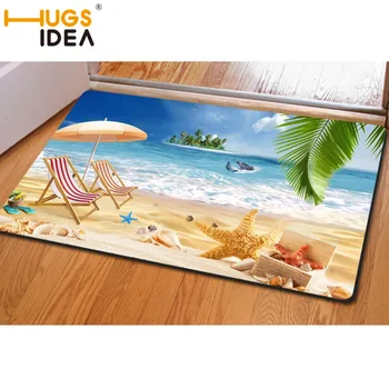 

HUGSIDEA Retro Entrance Mat Anti-Slip Doormat Starfish Ocean Beach Printed Carpets Bedroom Rugs Decorative Stair Mats Home Decor