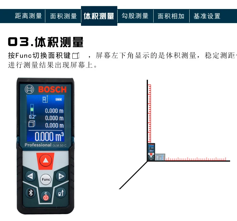 Bosch GLM50C Bluetooth дальномер цветной экран ручной лазерный измерительный инструмент