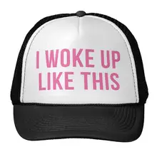 Я просыпаюсь, как эта розовая бейсбольная кепка с буквенным принтом, бейсболка для женщин и мужчин, унисекс, Регулируемая сетка, размер белая капля, M-102