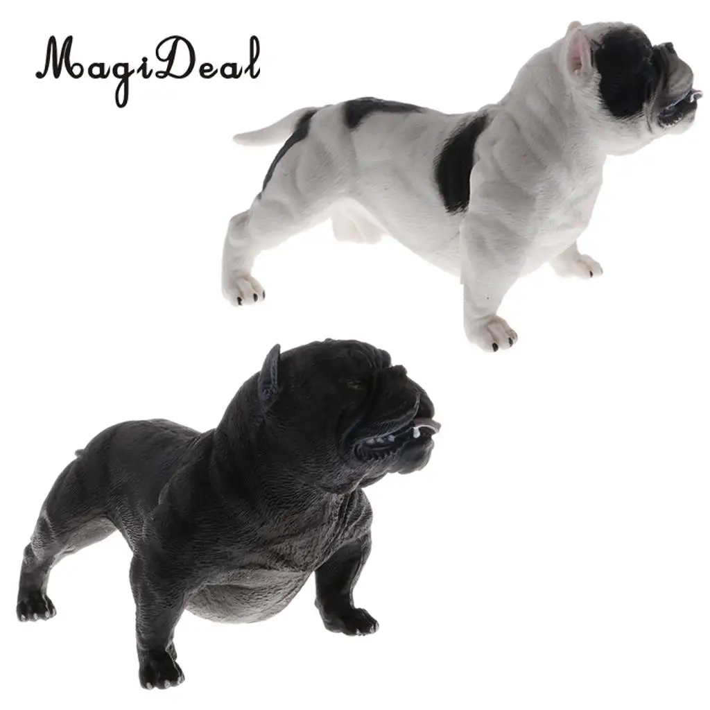 Lifelike Small Plastic Animal Model American Bully Pitbull Door Guard Fake Dog Figurines Model Ornament Statue Home Decor