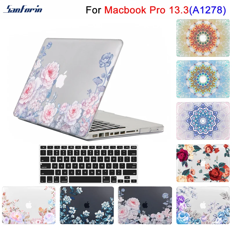 

Sanforin Flower Protective Hard Case for Old MacBook Pro 13.3 Inch (A1278 CD-ROM) Floral Pattern Clear Ultra Thin Shell Cover