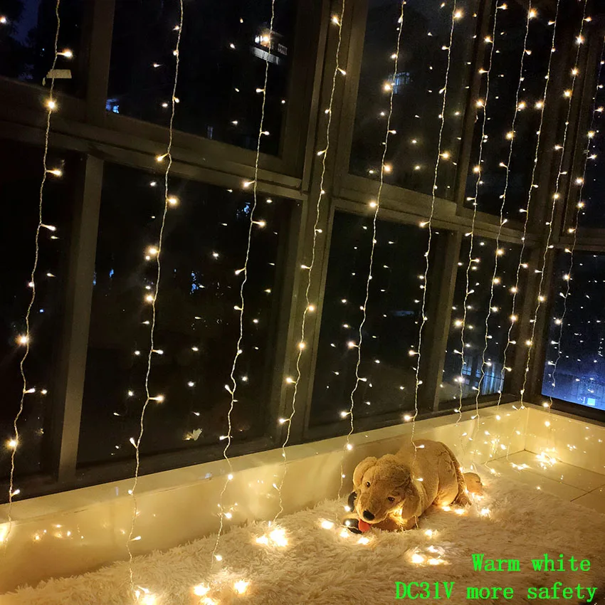3m x 3m 300 Cortina de Luz de Fadas Liderada Tira Levou Luzes da Corda do Feriado ao ar Livre Decorativa do Natal Guirlanda de Casamento Natal Luz