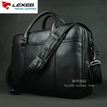 LEXEB Men’s Black Leather Briefcase For 15 Inches Laptop Office Bag For Men Lawyer Handbag Double Zips Open Two Main Bags Hot