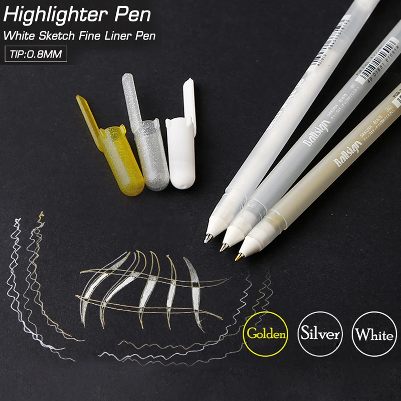 Sakura-0-8mm-White-Gold-Silver-Gel-Pens-Sketching-Drawing-Pen-for-Art-Marker-Design-Comic