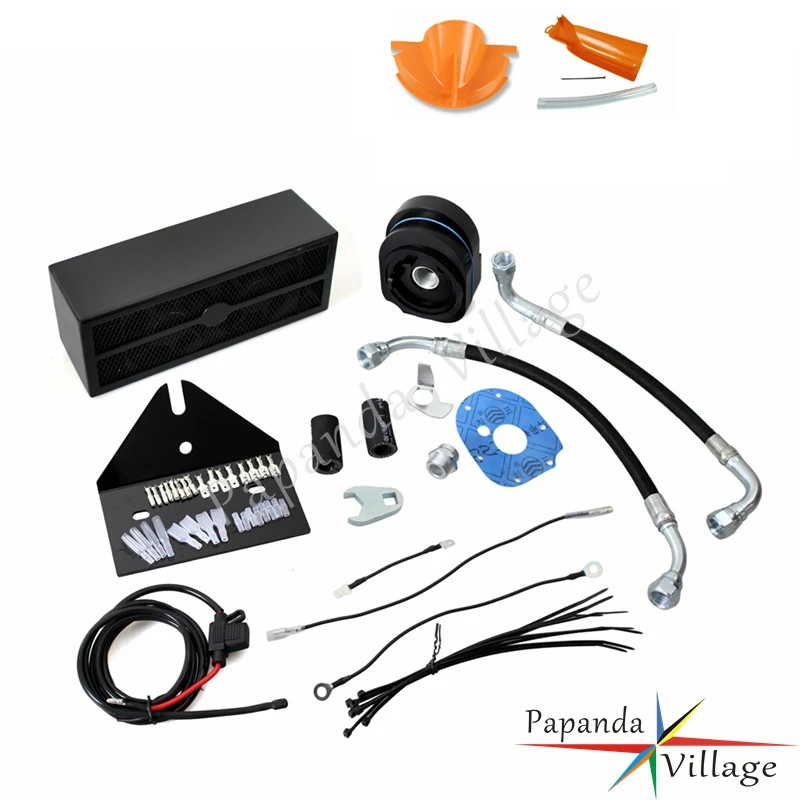 

Papanda Black Motorcycle Reefer Oil Cooler Fan Motorbike Cooling System for Harley Dyna 1993-2017