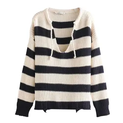 Spring Female Pillovers Sweater Striped V-Neck Coat Short Women Full Sleeve Knitted Thin Jacket Female Outerwear Sweater Tops Spring Female Pillovers Sweater Striped V-Neck Coat Short Women Full Sleeve Knitted Thin Jacket Female Outerwear Sweater Tops