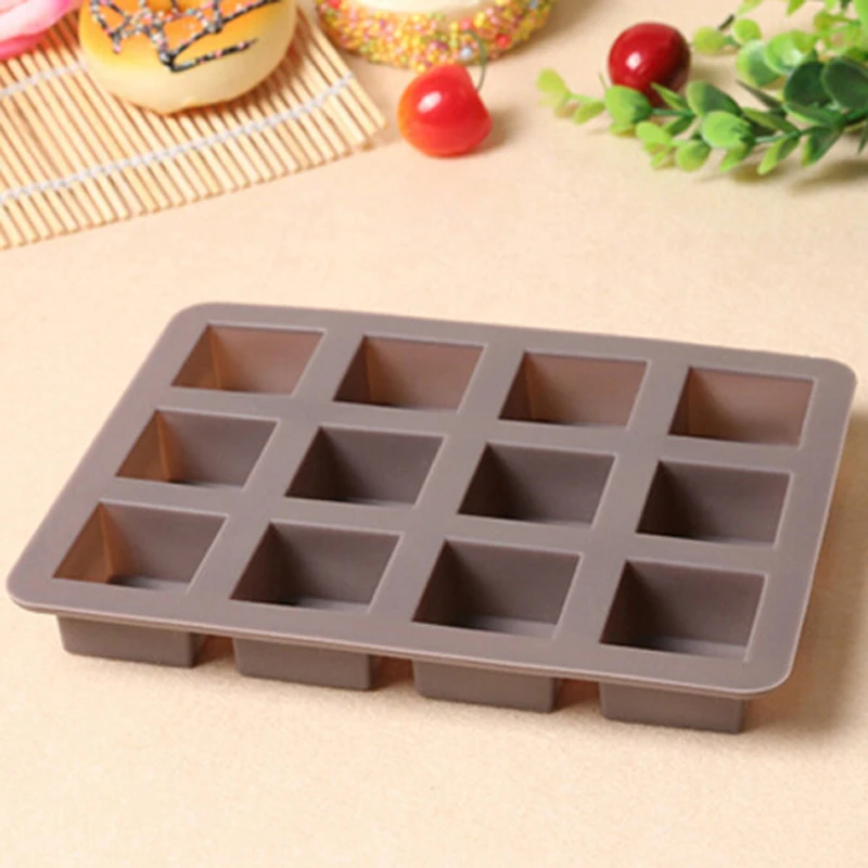 

12 Squares Cake Mould Tools Cupcake Chocolate Baking Tray Fondant Kitchen Bakeware Silicone Mousse Cake Mold Muffin Pan