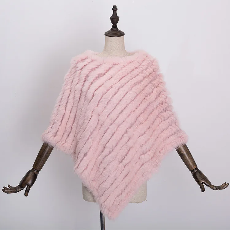  Winter Warm Shawl Poncho For Women Knitted Real Rabbit Fur Shouder Pashmina Capes Lady Natural Fur Wraps (27)