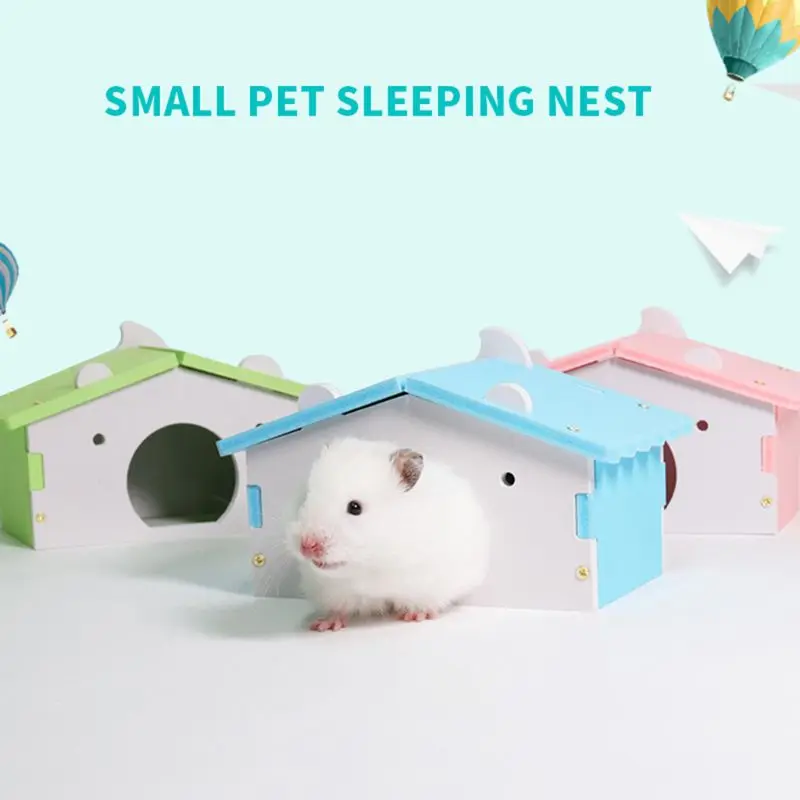 Хомяк дом клетки для крыс мышь Забавный хомяк гнездо вилла красочные деревянные кровати дом