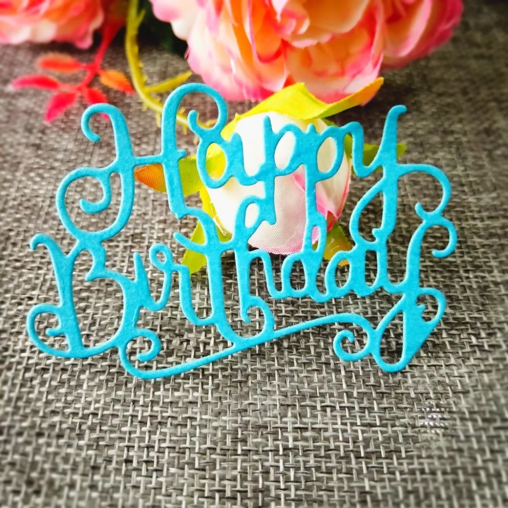 

Happy Birthday Metal Cutting Dies for Scrapbooking DIY Album Embossing Folder Paper Cards Maker Template Decor Stencils Crafts