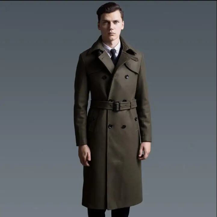 Autumn casual long woolen coat men trench coats long