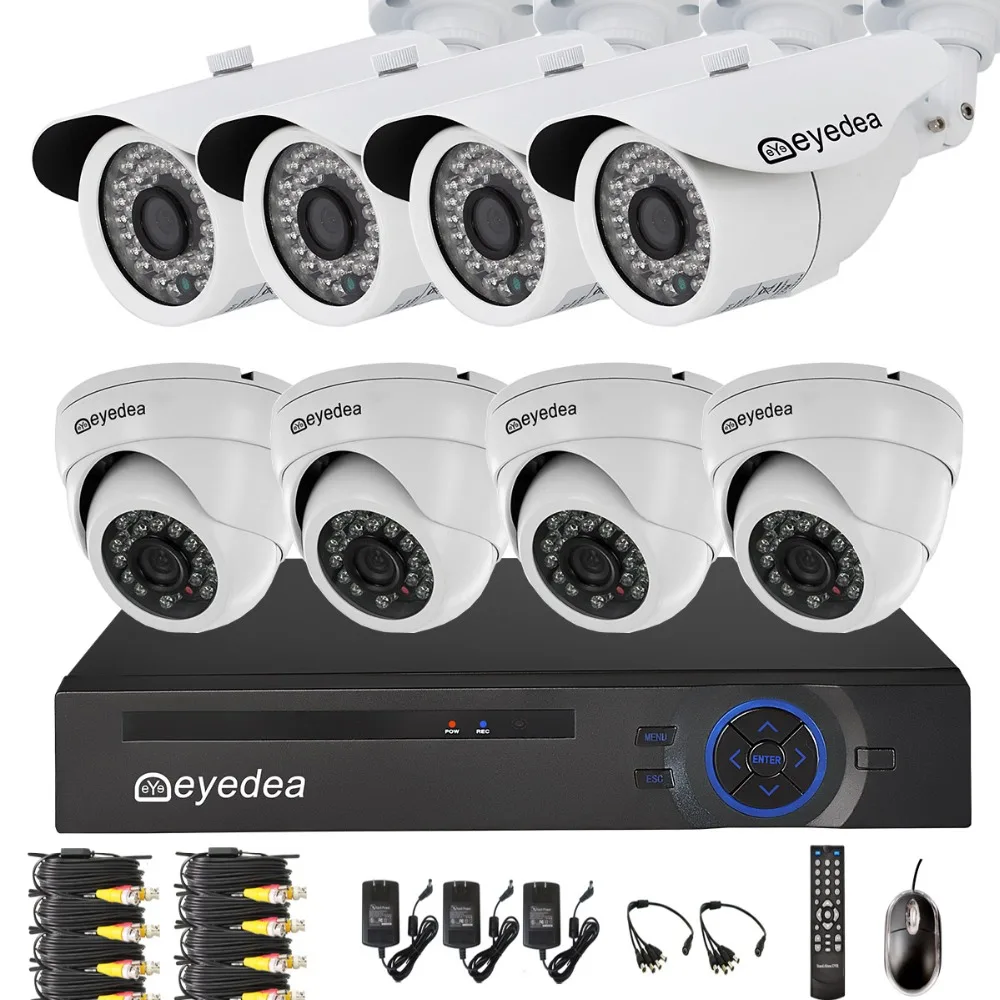 Eyedea CCTV Security Camera 3500TVL 8CH 720P HDMI AHD Email Alarm DVR