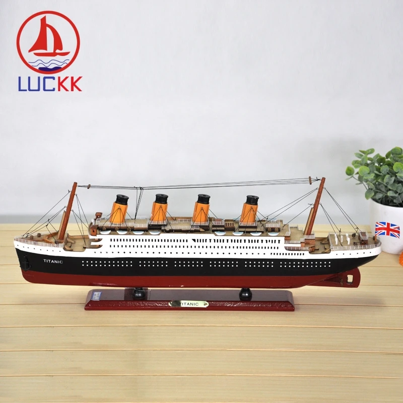 LUCKK 55 35 CM Mediterranean Titanic Wooden Model Ships With LED Home Decoration Nautical Wood Crafts