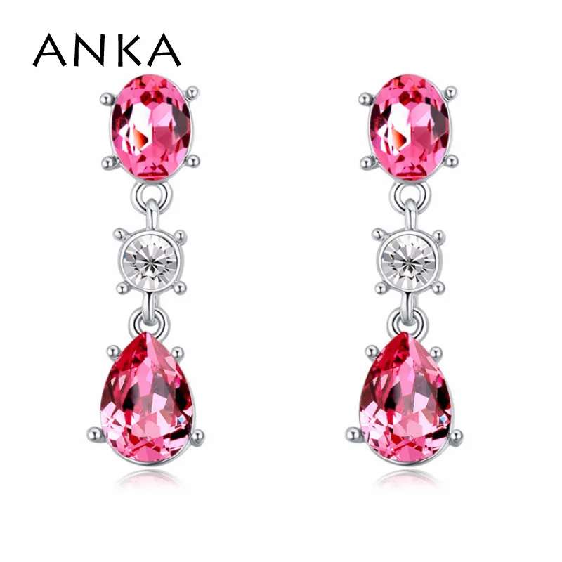 

ANKA water drop crystal drop earrings women jewelry fashion women wedding gift rhodium plated Crystals from Austria #123483