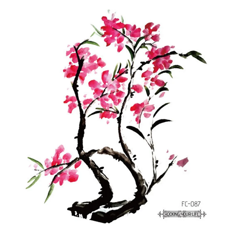 Модная ручная работа милая розовая татуировка в форме цветка наклейка Временные водонепроницаемые женские Девушки ключицы руки