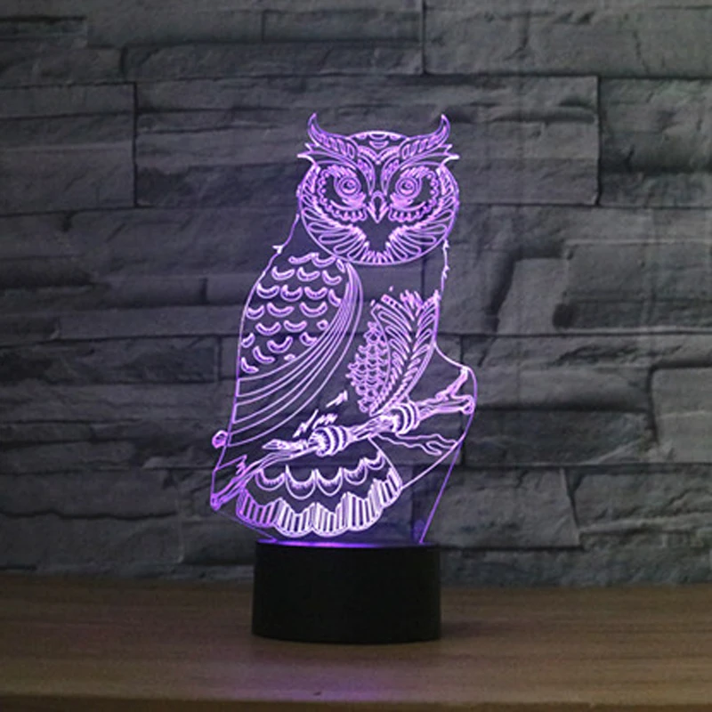 3D Acrylic Owl Night light Visual Led Table Lamps for Room Decoration