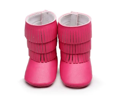 14 цветов Новое поступление из искусственной замши 3 слоя кисточкой Мокасины детские пинетки для новорожденных первый шаг обувь - Цвет: hot pink