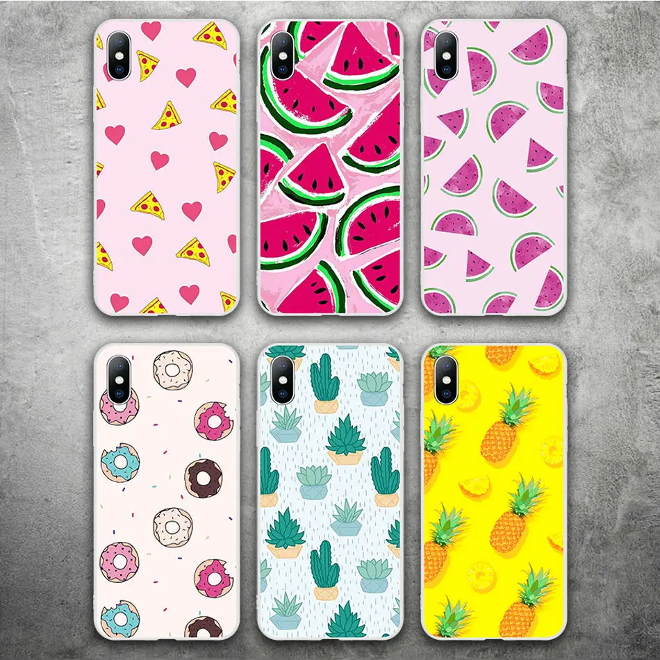 

USLION For iPhone 7 8 6 6S Plus 3D Matte Fruit Printing Phone Case For iPhone X XS Max XR Soft TPU Silicone Back Cover Fundas
