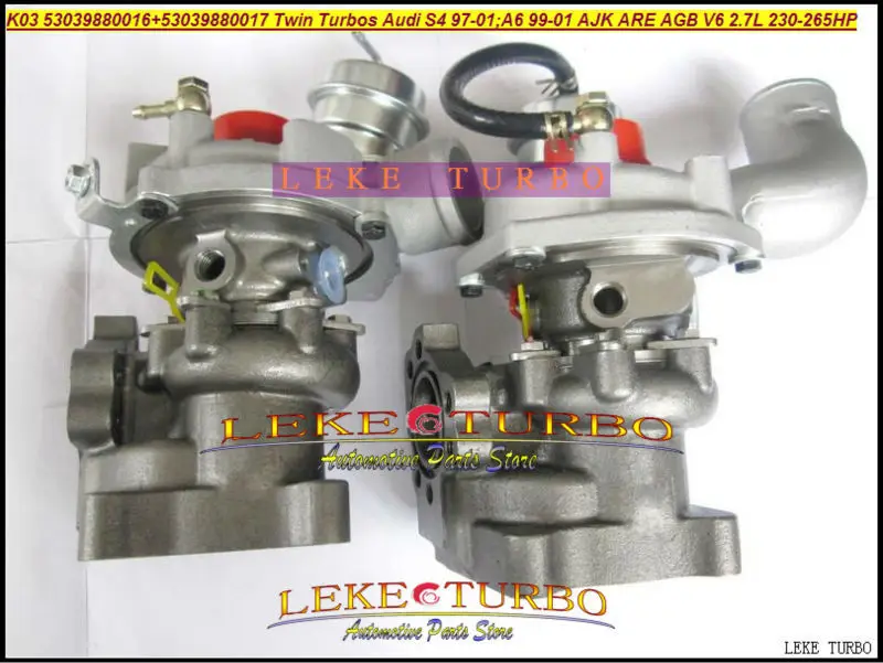 K03 016+ 17 Twin Turbo 53039880016 53039880017 53039700016 53039700017 для AUDI S4 1997-01; A6 99-01 AJK являются BES AGB 2.7L 265HP