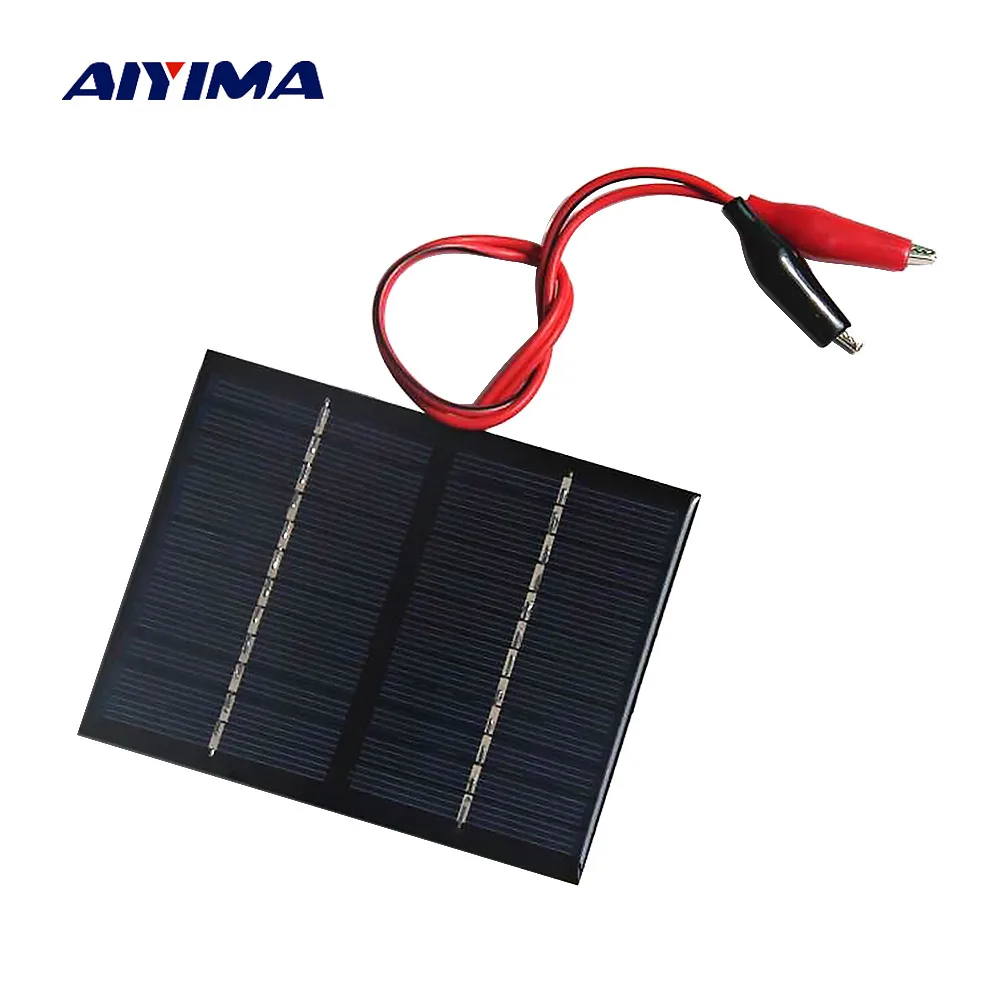 

AIYIMA 12V 1.5W Polycrystalline Solar Panel DIY Solar Cell Lamp Light Sun Power Plane+Crocodile Clip 115*90mm for 3.7V Battery