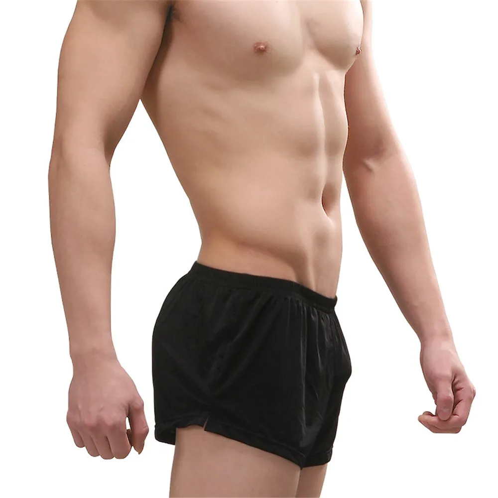 

Sexy Underwear Men Boxer Shorts Solid Ice Silk Panties Male U Convex Pouch Breathable Underpants Men's Arrow Pants Cuecas M-XXL