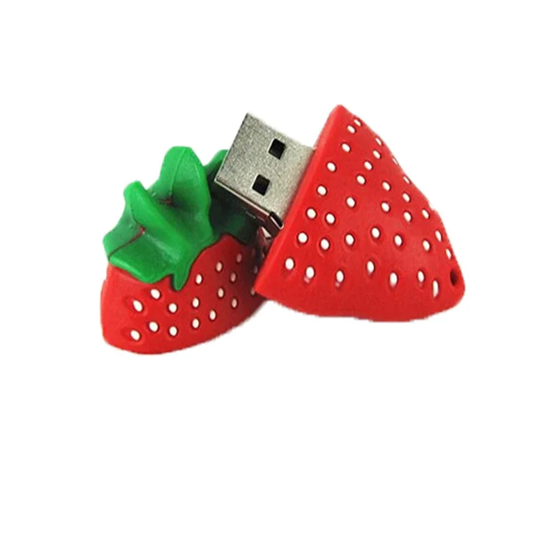 딸기 과일 펜 드라이브 USB 플래시 드라이브 실제 용량 4G 8G 16G 32G 64GB Pendrive 플래시 U 스틱, USB 2.0 메모리 스틱 귀여운 Gif