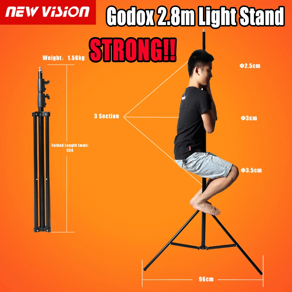Free Shipping 280cm 2.8m 9FT Pro heavy duty light stand for fresnel tungsten light TV station/studio NEW