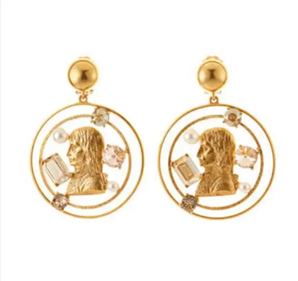 

CSxjd Luxury Design Crystal Pearl head portrait Ear Clip Vintage Women's Jewelry 2019 New