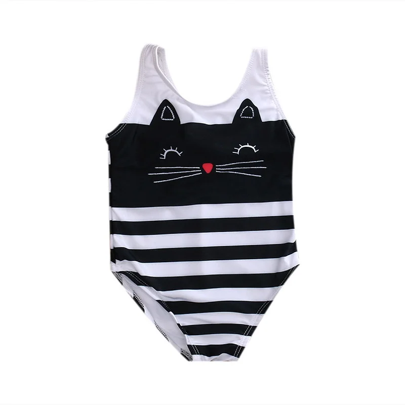 Cute Cat Swim One Piece Suits Toddler Baby Girls Kids Swimsuit Swimwear