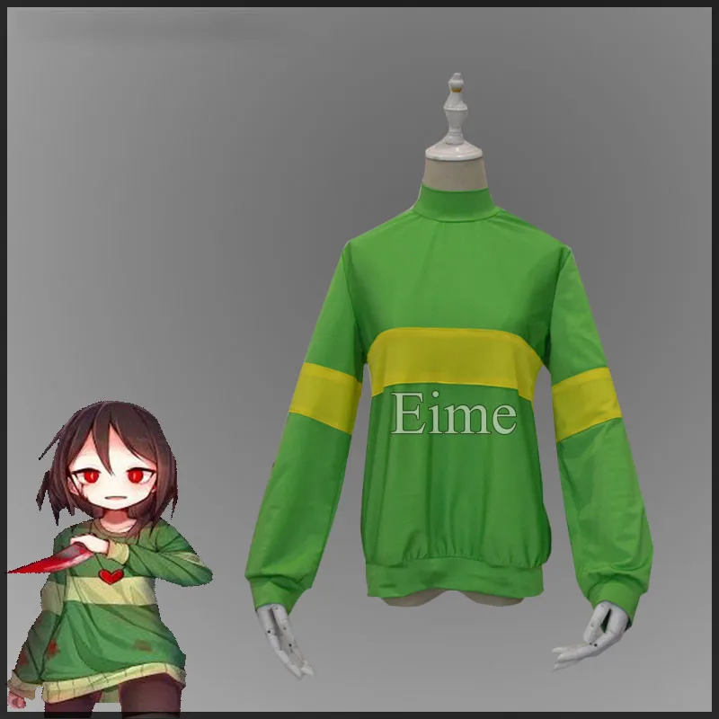 

Game Undertale Chara Cosplay Costume Halloween Unisex Full Sleeve Sweatshirts Casual Pullover Tops High-necked Streak Clothes