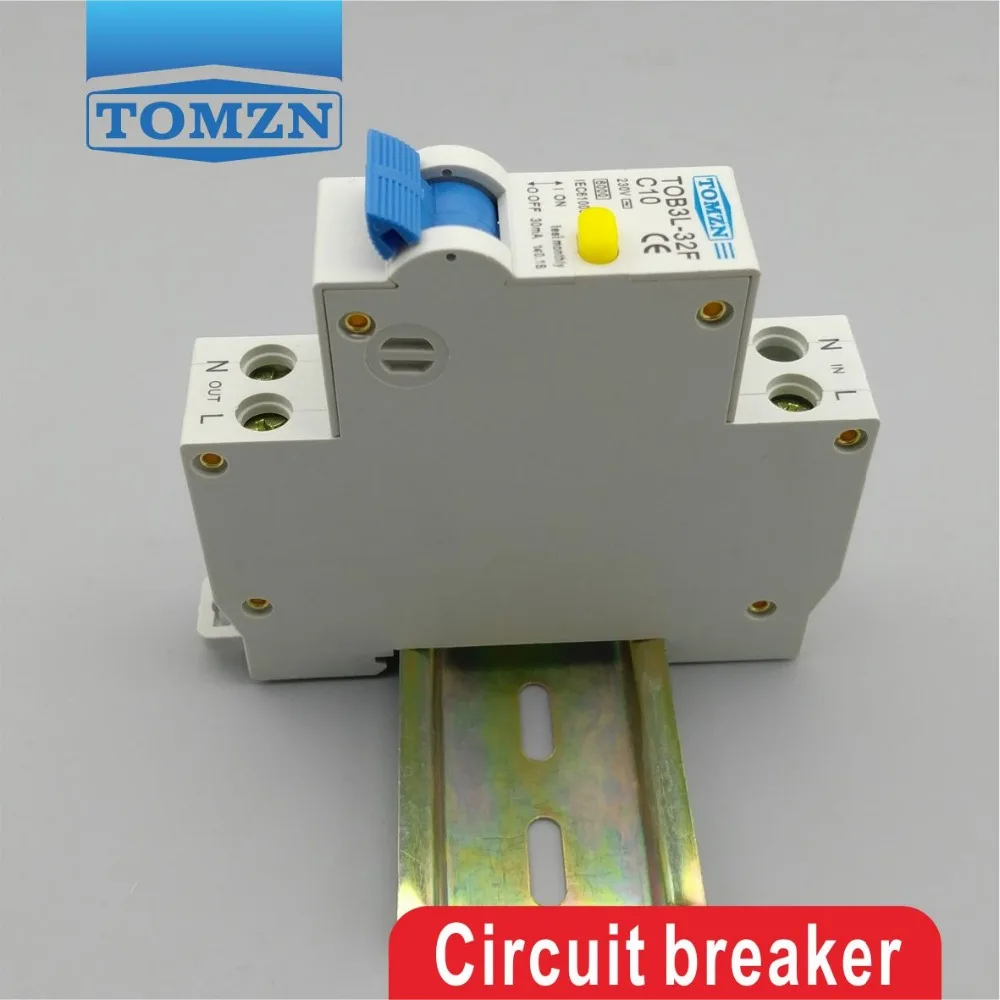 TOB3L 32F 18 мм RCBO 10A 1P + N 6KA выключатель остаточного тока с защитой от перегрузки по