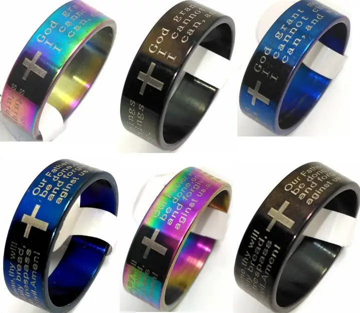 

Bulk lots 500pcs Mix lot LORD'S PRAYER RINGS and SERENITY PRAYER RINGS 3 Color Mix Wholesale Jewelry