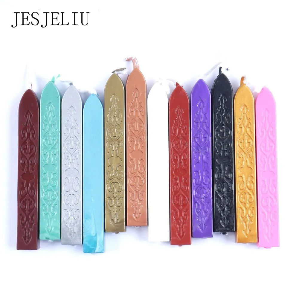 

12 colors New Traditional Cord Wick Vintage Sealing Wax Sticks For Postage Envelope Wedding Invitation Stamp Stationery Set