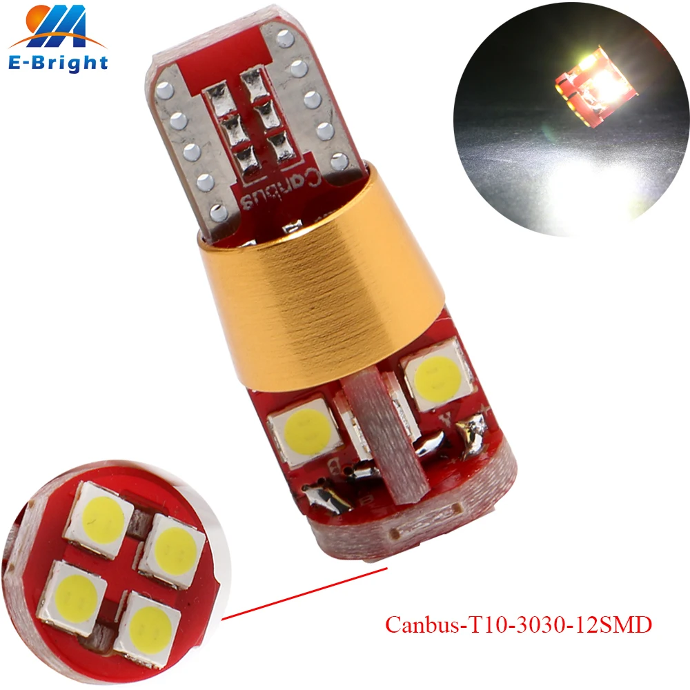 YM E Bright 4 30 200pcs T10 W5W 3030 12 SMD LED Canbus безошибочный индикатор чтения лампы багажника