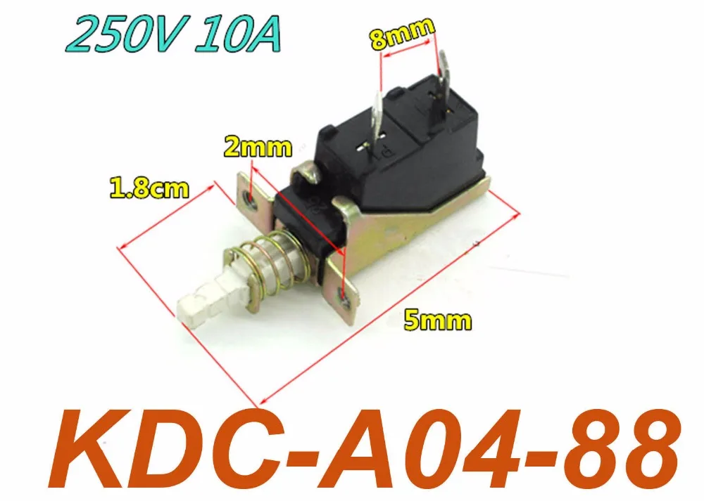 5 шт. Высококачественная 10A 250V AC SPST 2 штифта пуш-ап кнопка выключателя питания KDC-A04-88 ассоциацией по техническому надзору(TUV
