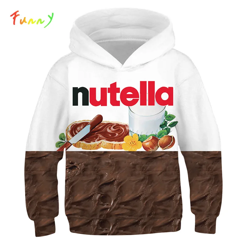 Children 3D Sweatshirts Boy Girl Print Nutella Food Chicken Pizza
