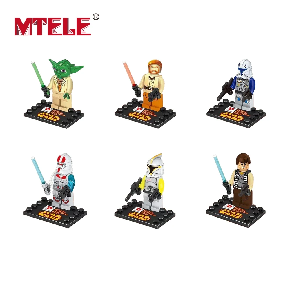 MTELE Brand 6pcs lot Star War Figure movie Super Hero Kid Baby Toy Building Blocks Sets