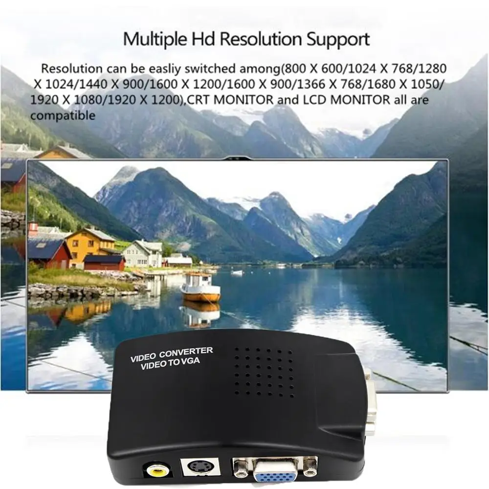 S-vídeo Composto Rca av para Conversor de Vídeo Vga av Rca para Vga para Conversor de tv para pc com Adaptador de Energia ou Cabo dc - Image 5