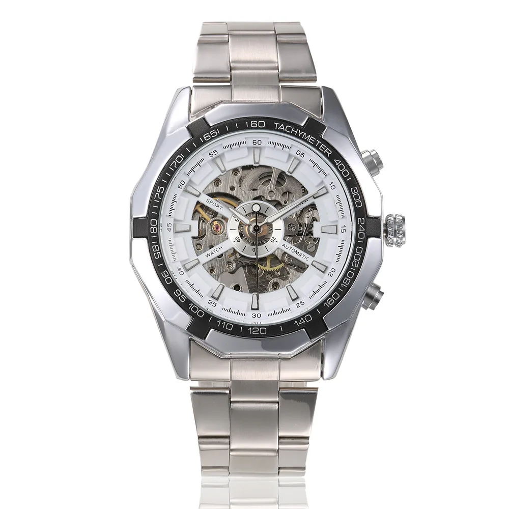 

Winner Men Automatic Transparent Mechanical Watch Retro Hollow out design