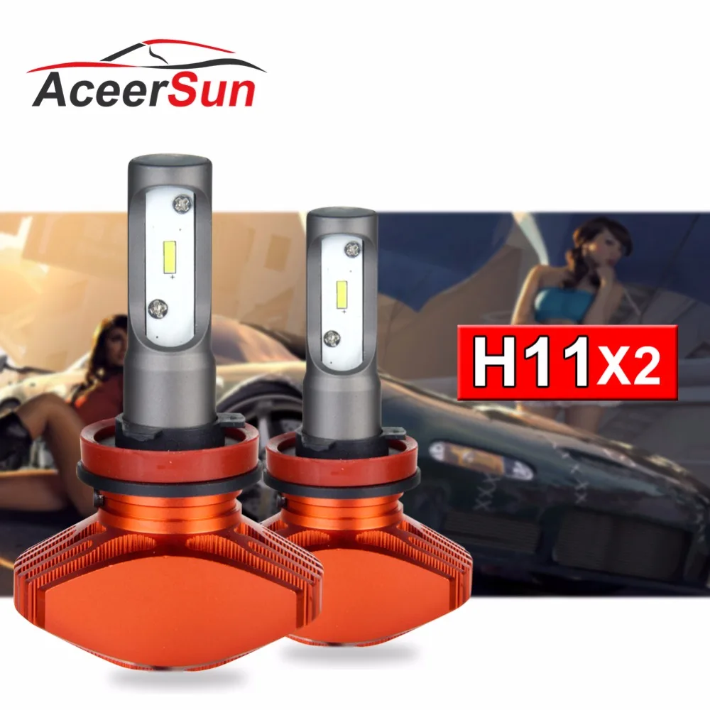 Aceersun CSP 80 Вт H11 H9 H8 Однолучевые безвентилясветодиодный лампы для фар 12000LM 6500K 12v 24v