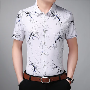 

2018 New Brand Men Shirts Brand Turn-down Collar Slim Fit Men Chemise Homme Casual Summer Business Shirt Mens Short Sleeve M-7XL