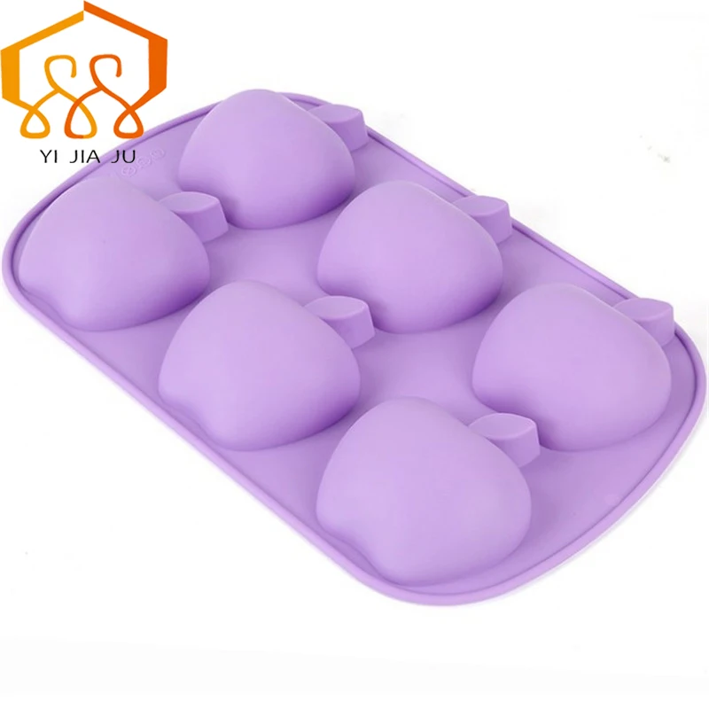 

Cake Decorator Baking Tools Apple Shape Six-hole Fondant Cake Silicone Mold Candy Jelly Chocolate Mould Free Shipping