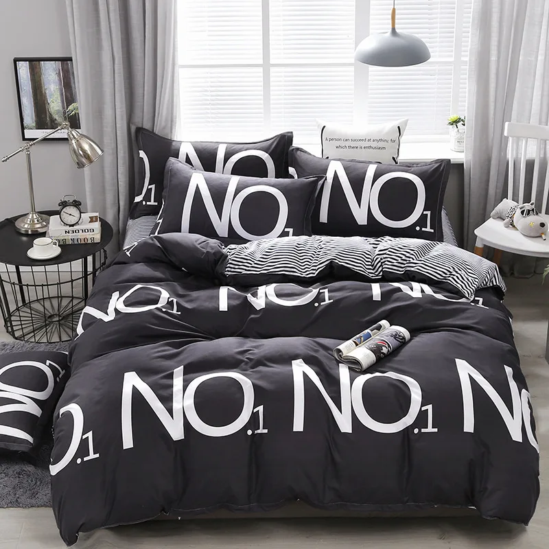 

Luxury Digital NO.1 Bedding Sets 3/4pcs Geometric Pattern Bed Linings Duvet Cover Bed Sheet Pillowcases Cover Set