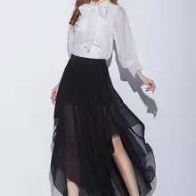 Для женщин Дамы Летний стиль сексуальный плюс Размеры 3xs-8xl Мода черный/зеленый/красный/серый/желтый/красный Нерегулярные длинное Шифоновая юбка